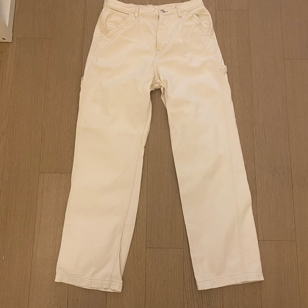 🆕 Topshop cream jeans with cargo-style pockets